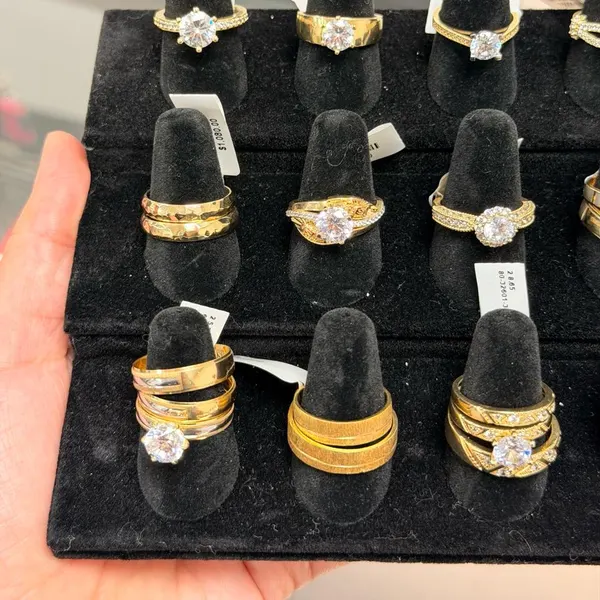 Gold rings with gemstones