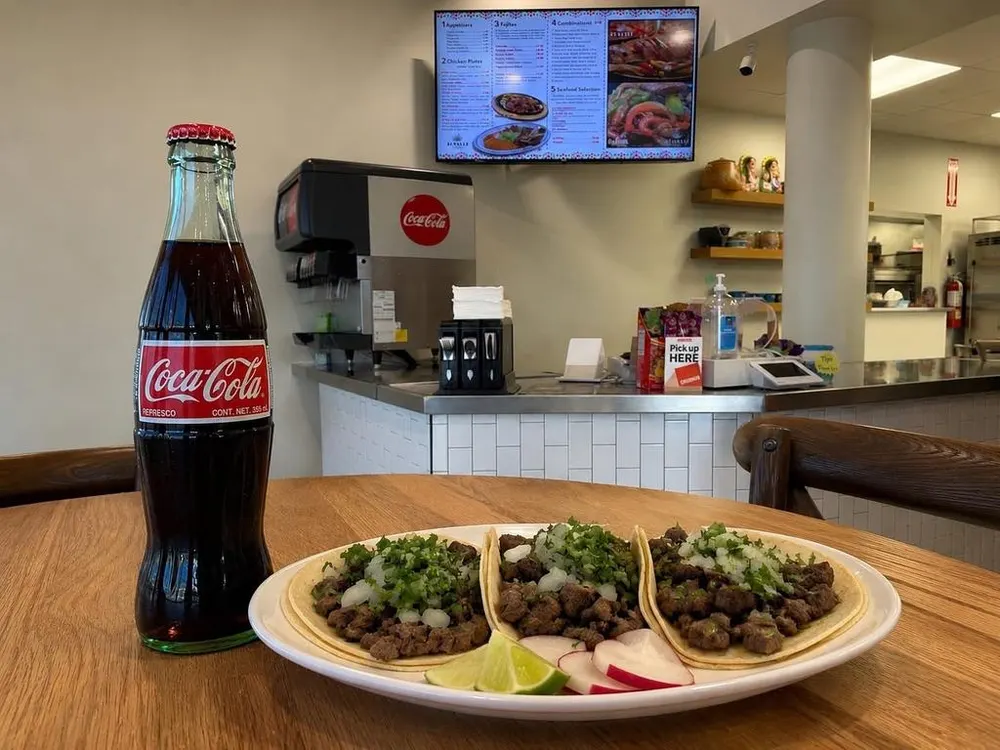 Freshly served tacos at the restaurant